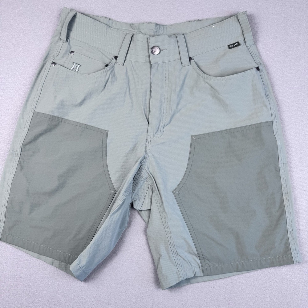 Howler Bros Watermans Work Short Men 32 9" Green Reinforced Ripstop Stretch